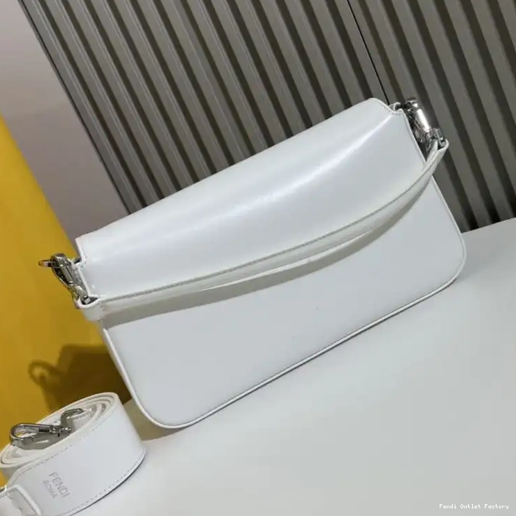 Cheap HOT Leather Smooth In Bag Tiffany Fendi Baguette Medium White 0513